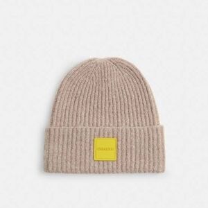 Coach Colorblock Lime Knit Beanie With Rubber Stamp Brand New With tags
